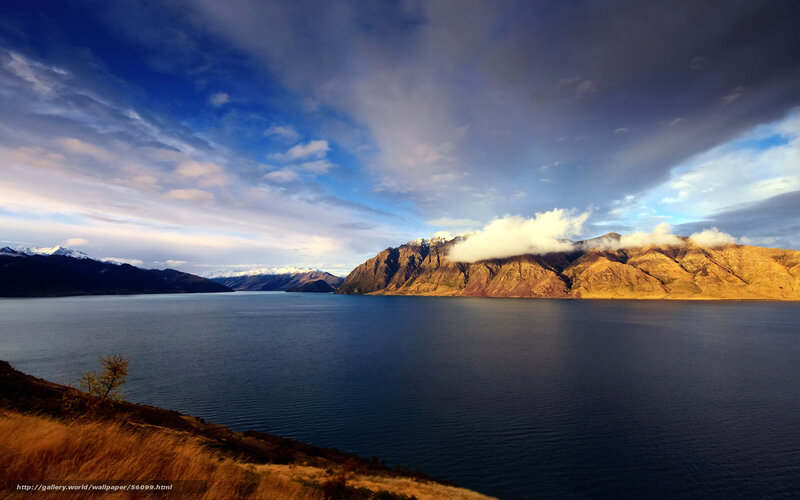 Mountain Lake Landscape — Blue, Dramatic, Sunset
