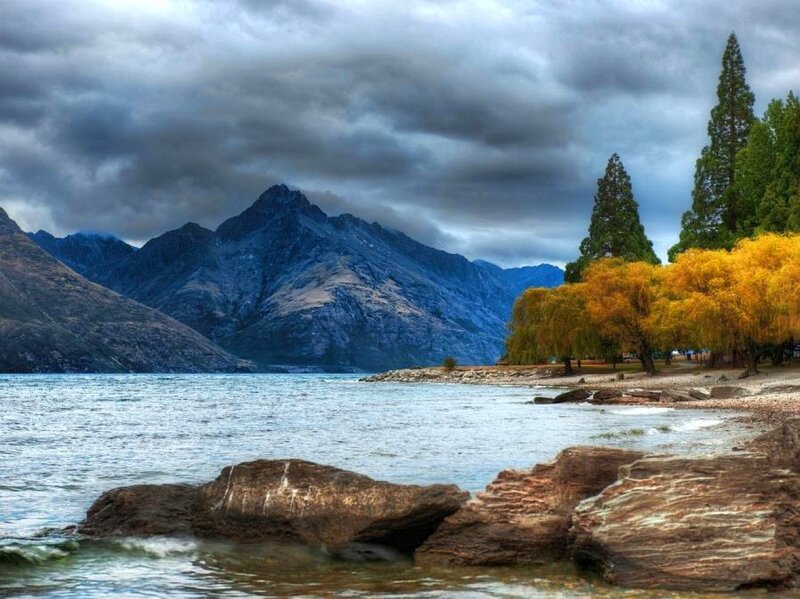 Mountain Lake Landscape — Blue, Dramatic
