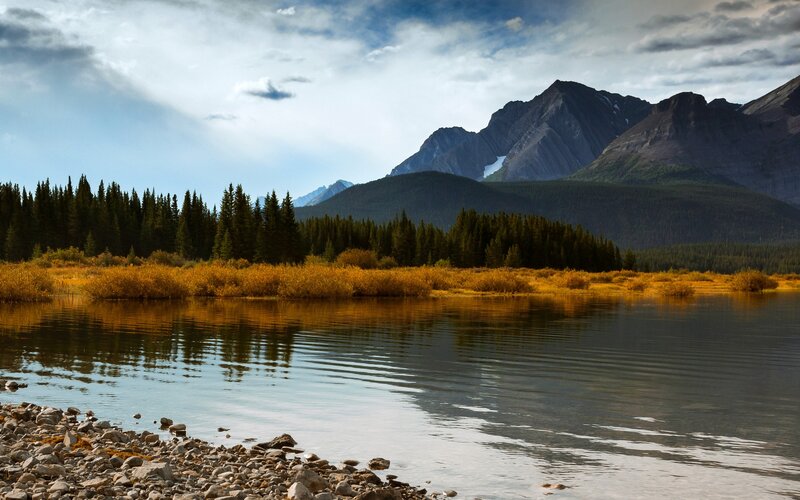 Mountain Lake Landscape — Blue, River