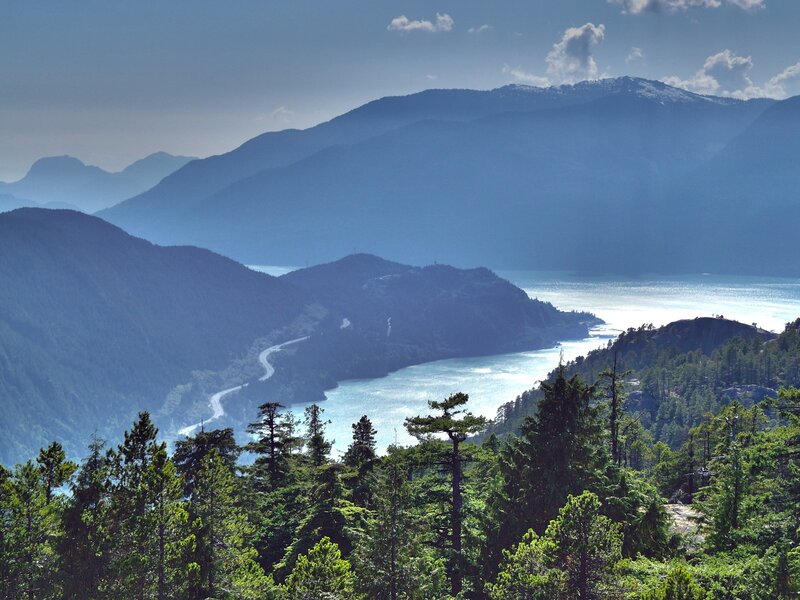 Mountain Lake Landscape — Blue, Road