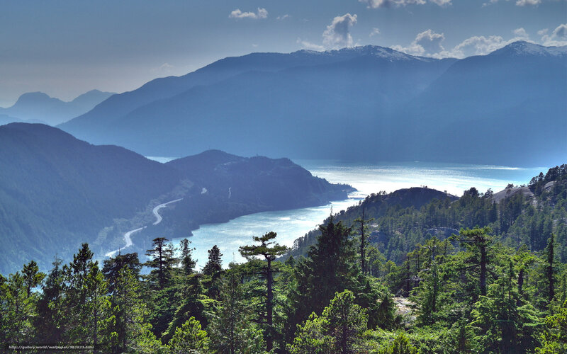 Mountain Lake Landscape — Blue, Serene, Afternoon, Photograph, Forests, Road