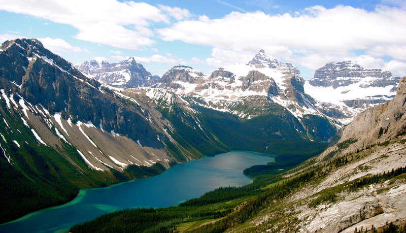 Mountain Lake Landscape — Blue, Serene, Afternoon, Photograph, Mountains, Forest