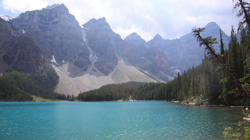 Mountain Lake Landscape — Blue, Serene, Afternoon, Photograph, Mountains, Forest, Trees