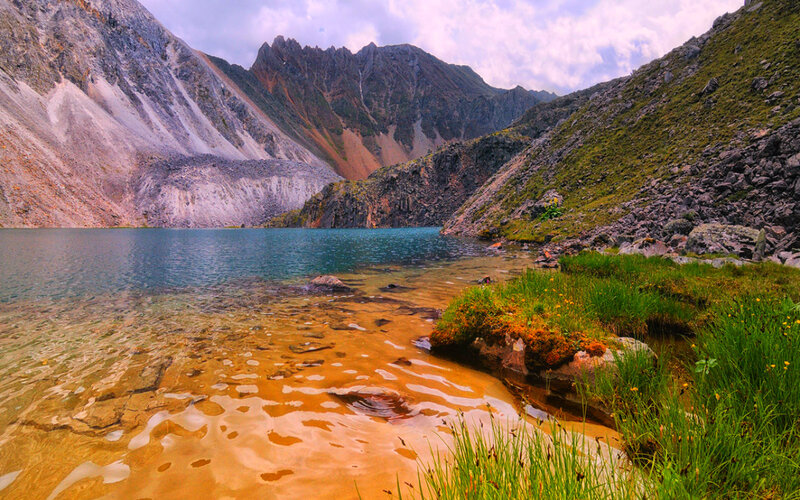 Mountain Lake Landscape — Blue, Serene, Afternoon, Photograph, Mountains, Grass