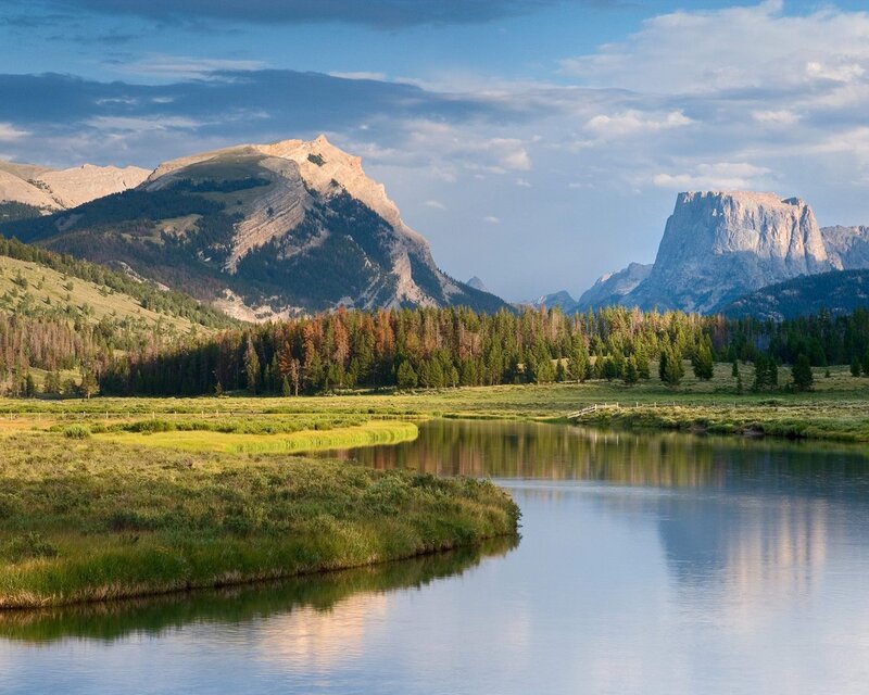 Mountain Lake Landscape — Blue, Serene, Afternoon, Photograph, Mountains, River