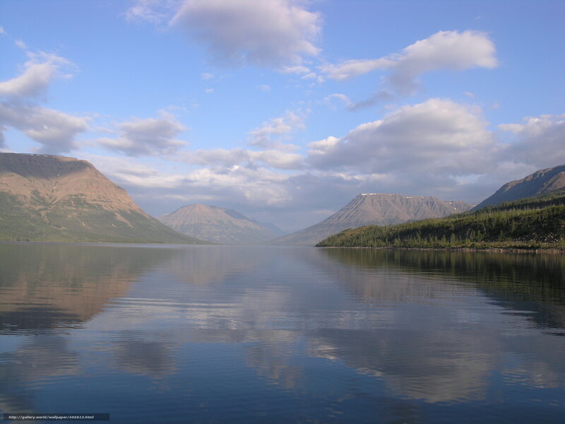 Mountain Lake Landscape — Blue, Serene, Afternoon, Photograph, Mountains, Sky, Clouds, Green