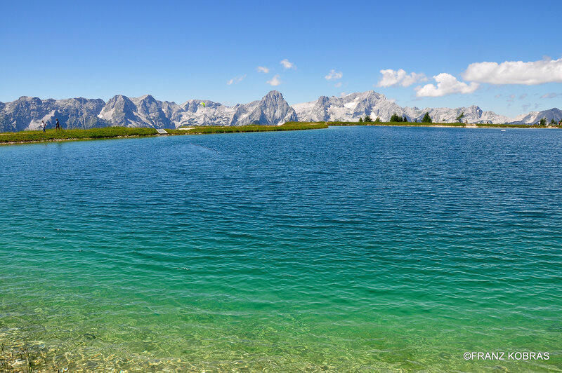 Mountain Lake Landscape — Blue, Serene, Afternoon, Photograph, Mountains, Sky