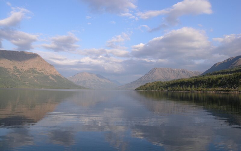 Mountain Lake Landscape — Blue, Serene, Afternoon, Photograph, Mountains, Sky, Trees