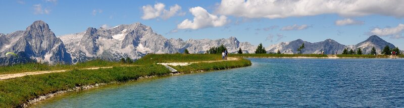 Mountain Lake Landscape — Blue, Serene, Afternoon, Photograph, Mountains