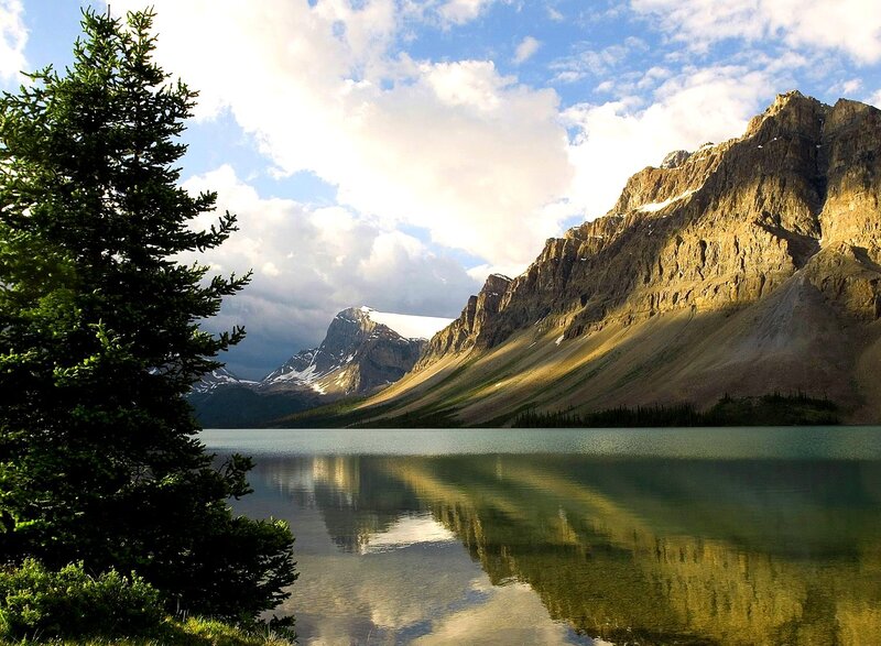 Mountain Lake Landscape — Blue, Serene, Afternoon, Photograph, Tree, Mountains