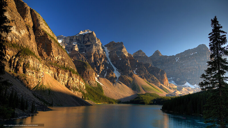 Mountain Lake Landscape — Blue, Serene, Morning, Photograph, Mountains, Forest, Tree