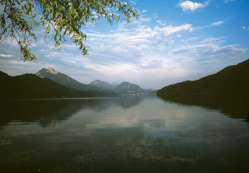 Mountain Lake Landscape — Blue, Serene, Night, Photograph