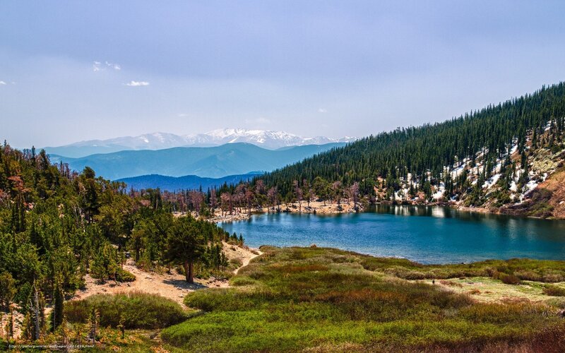 Mountain Lake Landscape — Blue, Serene, Spring, Photograph