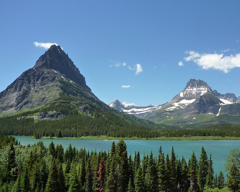 Mountain Lake Landscape — Blue, Serene, Summer, Photograph, Mountains, Forest