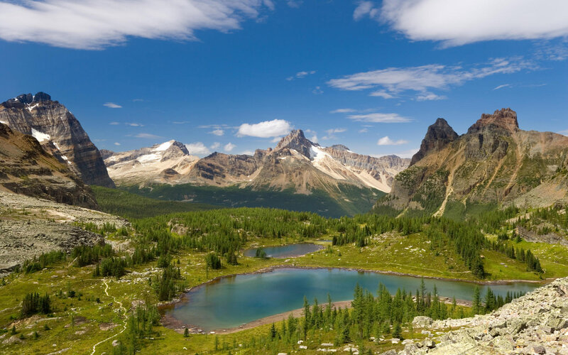 Mountain Lake Landscape — Blue, Serene, Summer, Photograph, Mountains, Lakes