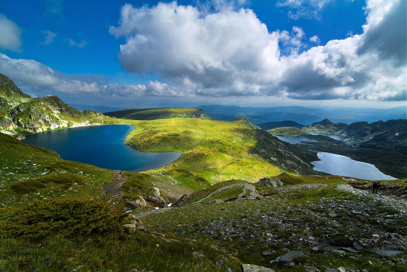 Mountain Lake Landscape — Blue