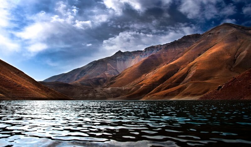 Mountain Lake Landscape — Brown, Dramatic, Afternoon