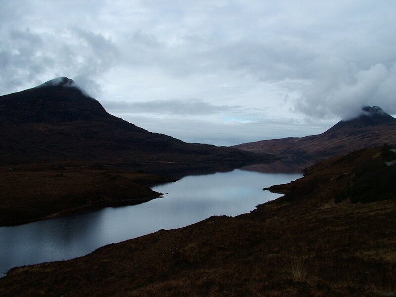 Mountain Lake Landscape — Brown, Dramatic, Morning