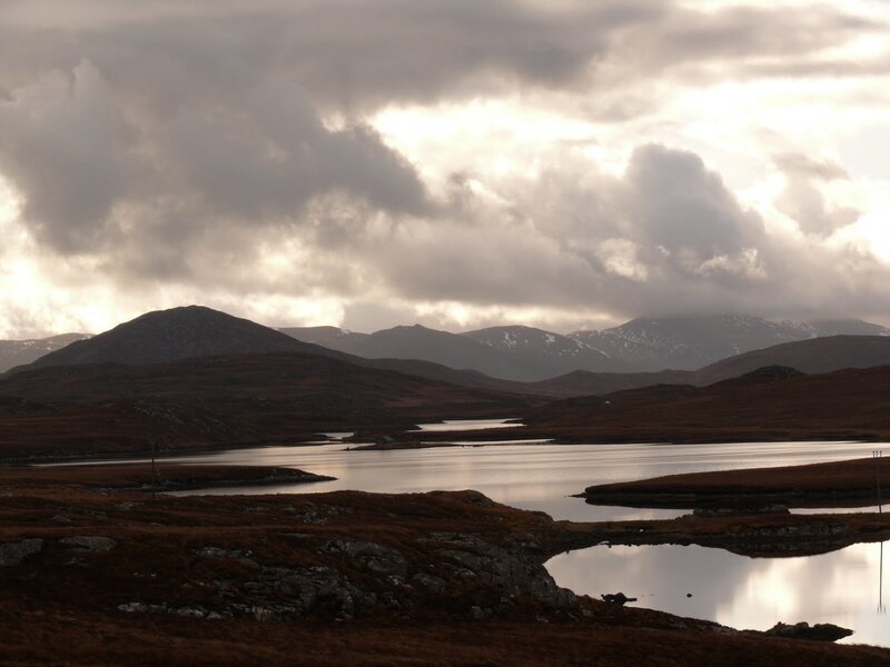 Mountain Lake Landscape — Brown, Dramatic