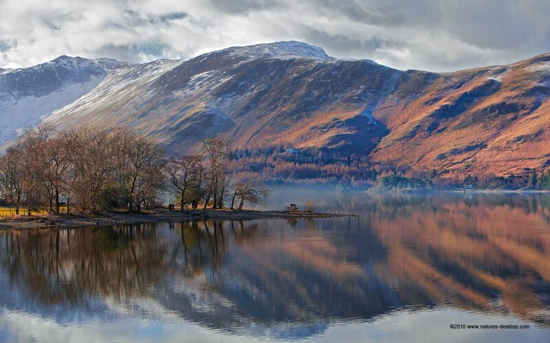 Mountain Lake Landscape — Brown, Serene