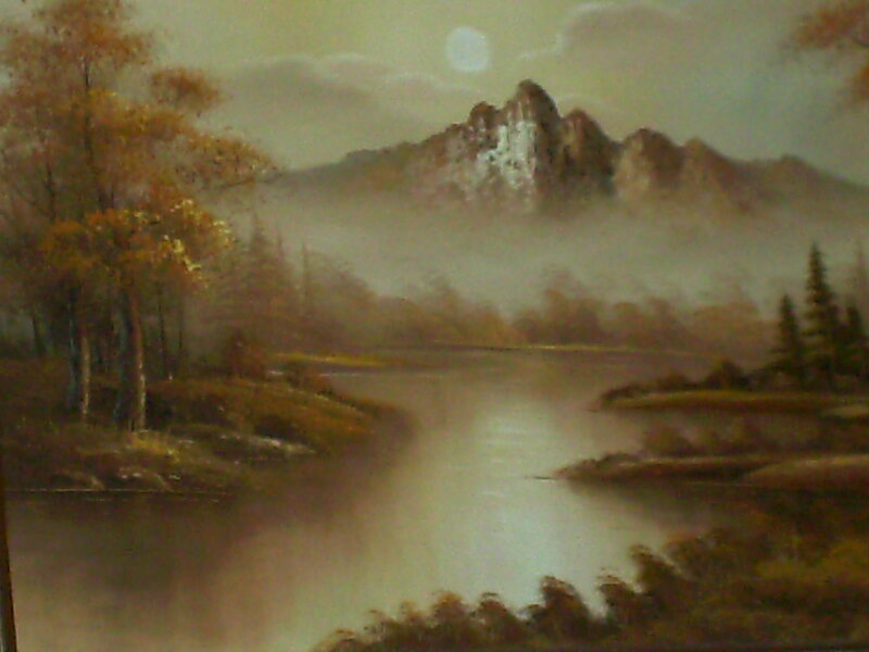 Mountain Lake Landscape — Brown