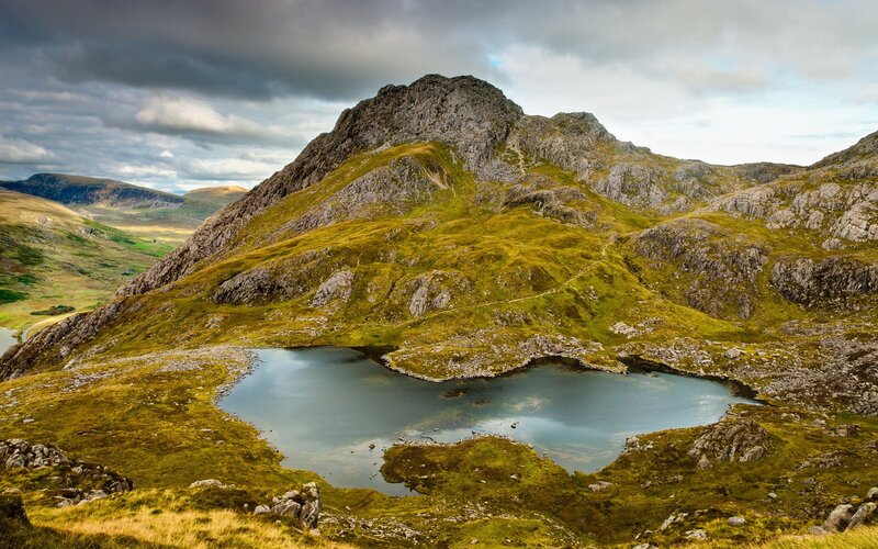 Mountain Lake Landscape — Dramatic, Blue