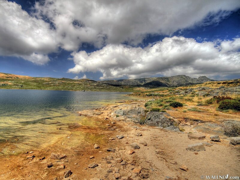 Mountain Lake Landscape — Dramatic, Brown
