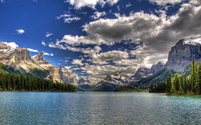 Mountain Lake Landscape — Dramatic, White