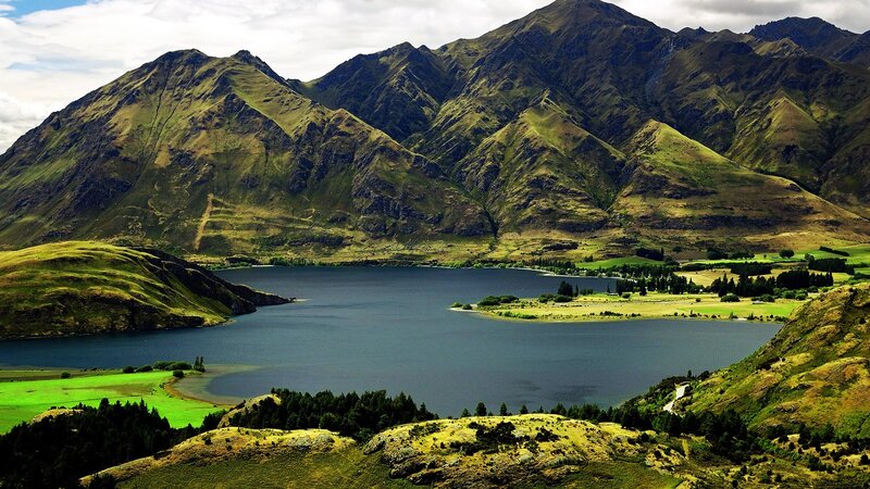Mountain Lake Landscape — Fields