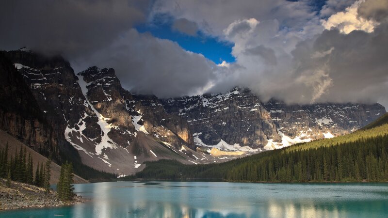 Mountain Lake Landscape — Forest, Clouds
