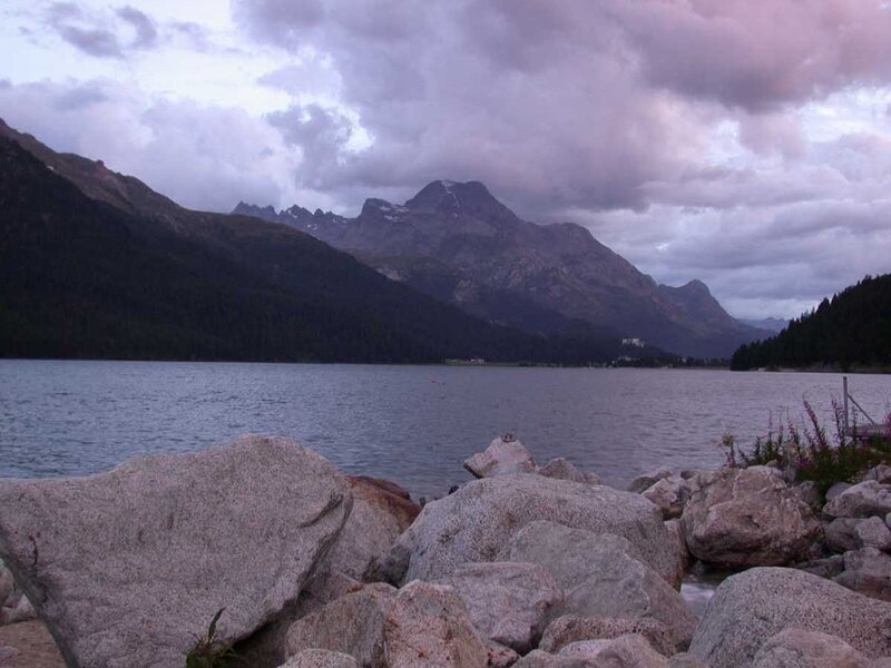 Mountain Lake Landscape — Gray, Dramatic