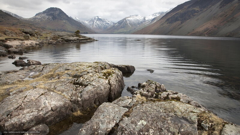 Mountain Lake Landscape — Gray, Serene, Photograph
