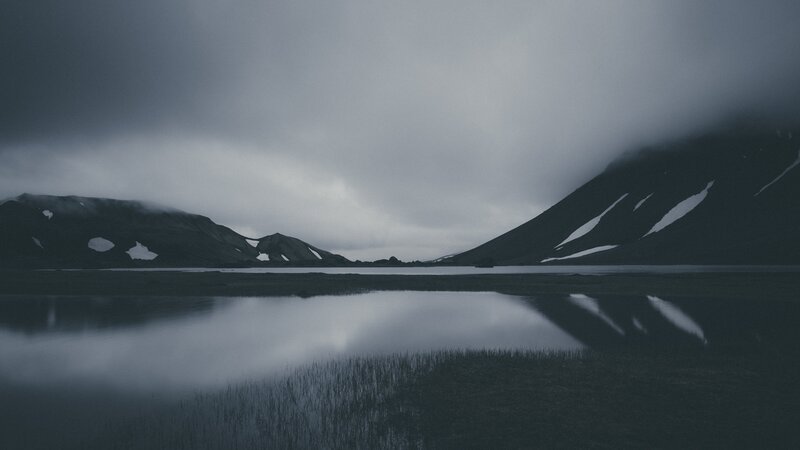 Mountain Lake Landscape — Gray, Somber