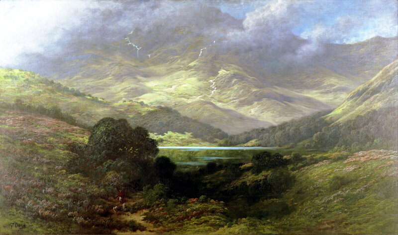 Mountain Lake Landscape — Green, Dramatic, Afternoon, Painting