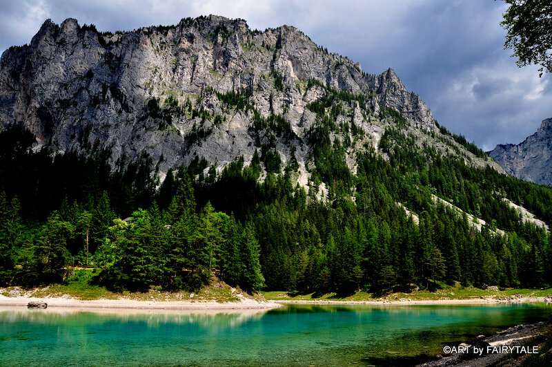 Mountain Lake Landscape — Green, Dramatic, Afternoon, Photograph, Forest