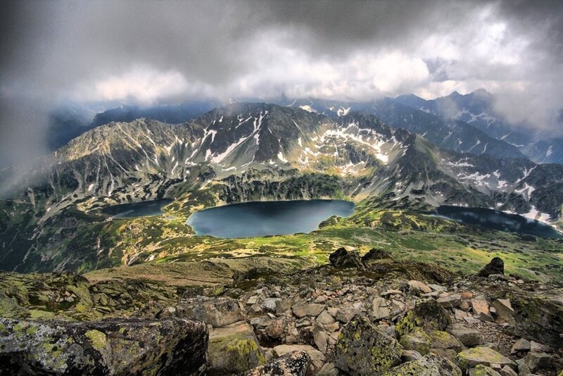 Mountain Lake Landscape — Green, Dramatic, Photograph