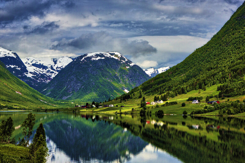 Mountain Lake Landscape — Green, Dramatic, Summer