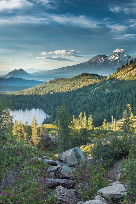 Mountain Lake Landscape — Green, Serene, Morning, Photograph, Forest