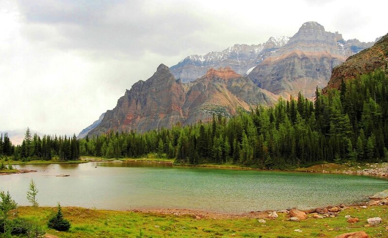Mountain Lake Landscape — Green, Serene, Photograph