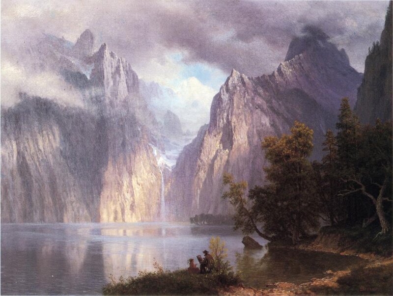 Mountain lake landscape painting