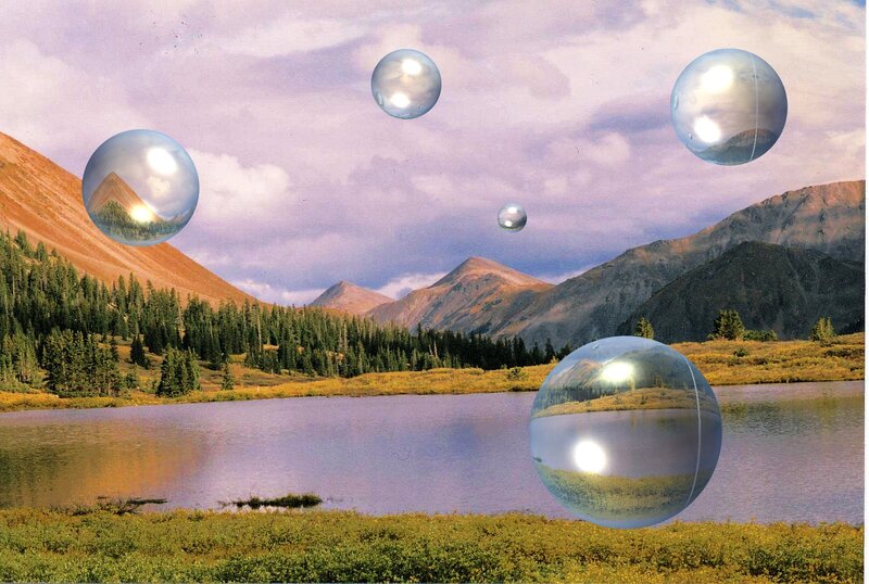Mountain Lake Landscape — Purple, Serene