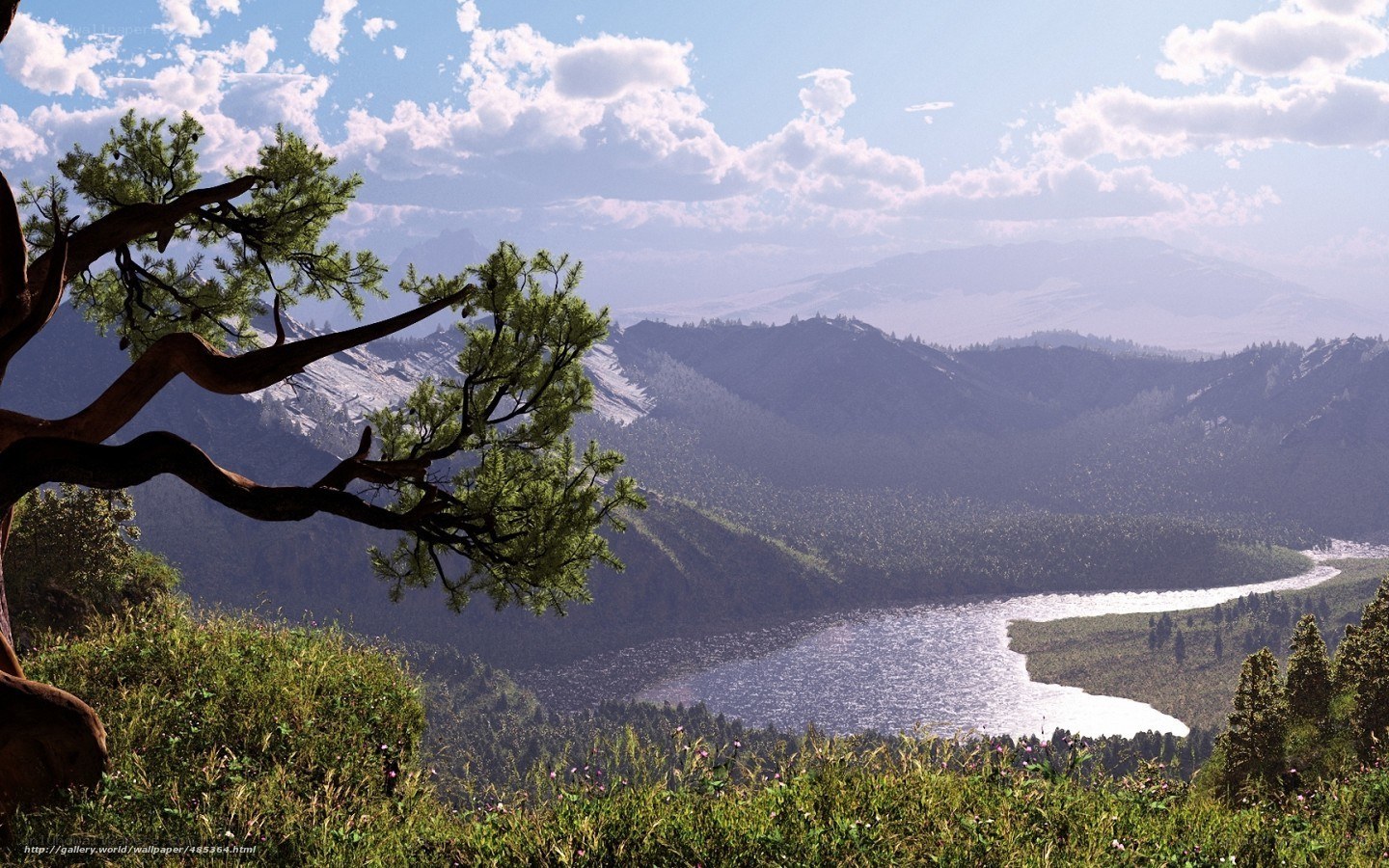 Mountain lake landscape view