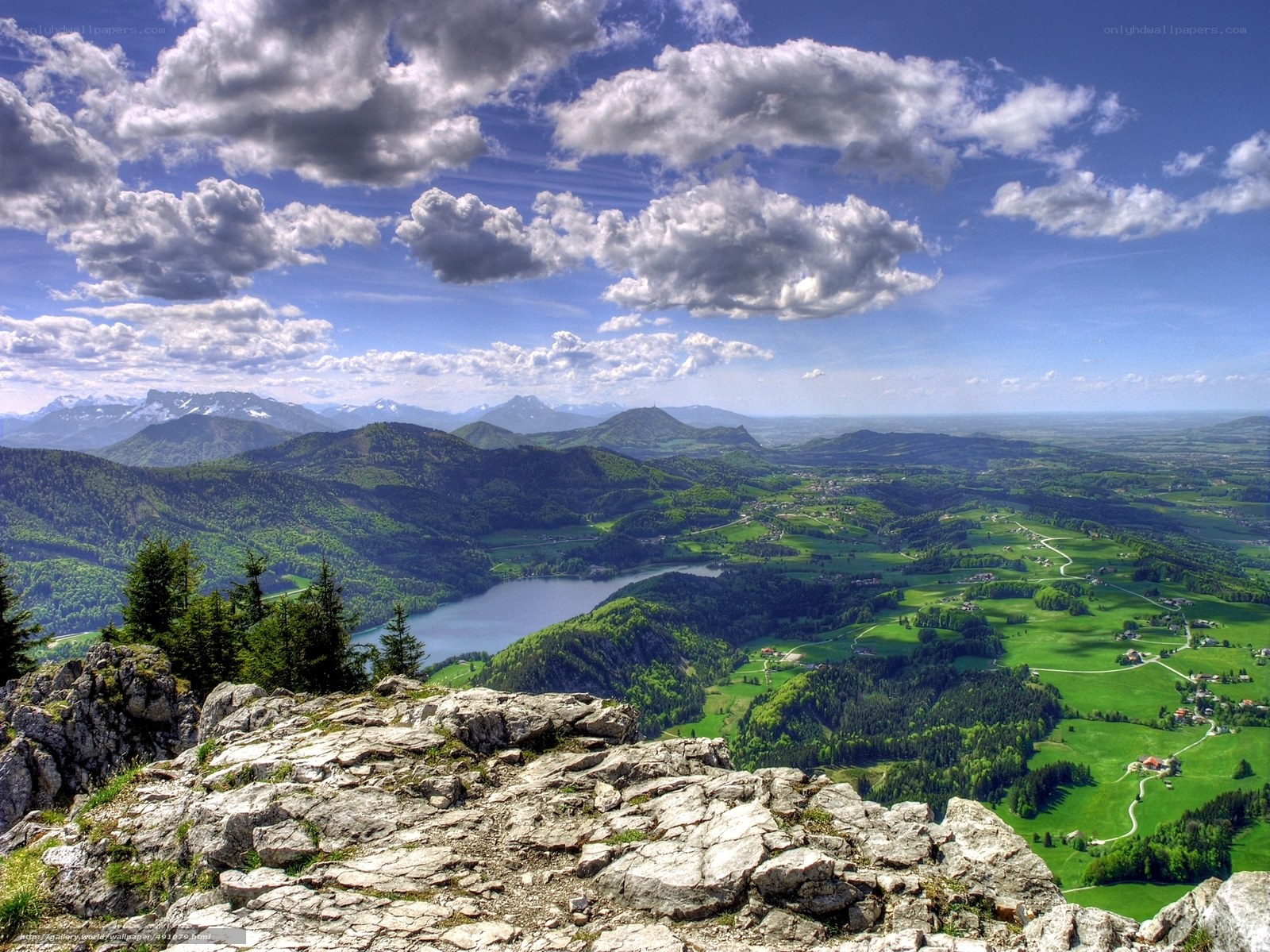 Mountain lake landscape view