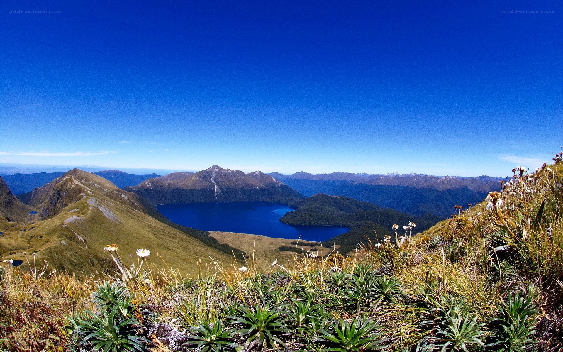 Mountain lake landscape view