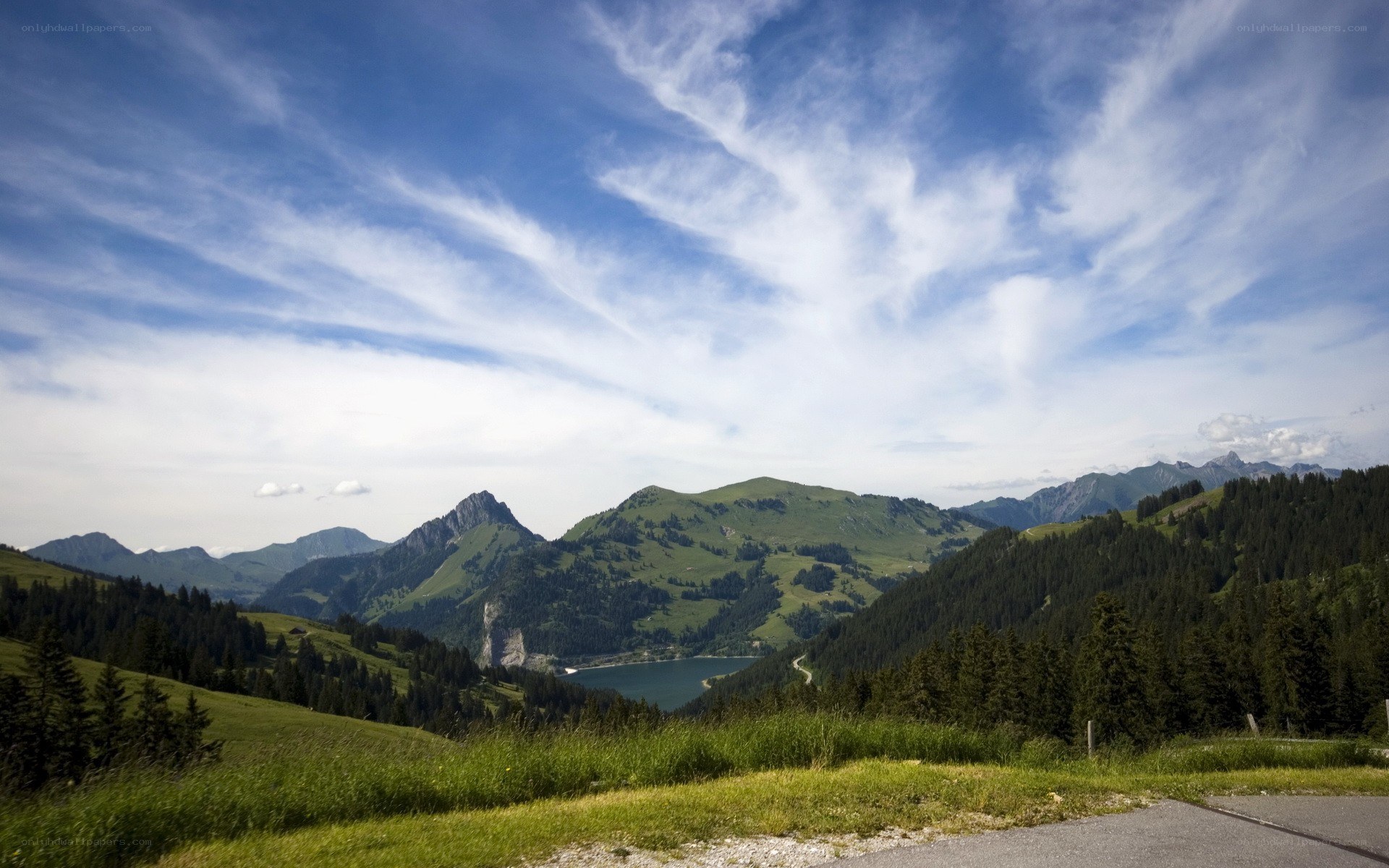 Mountain lake landscape view