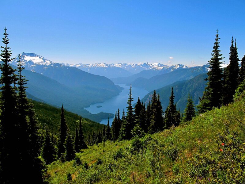 Mountain lake landscape view