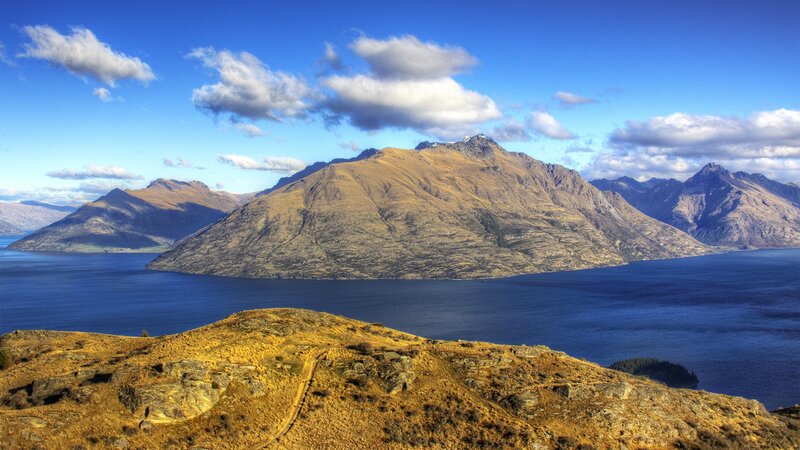 Mountain lake landscape view