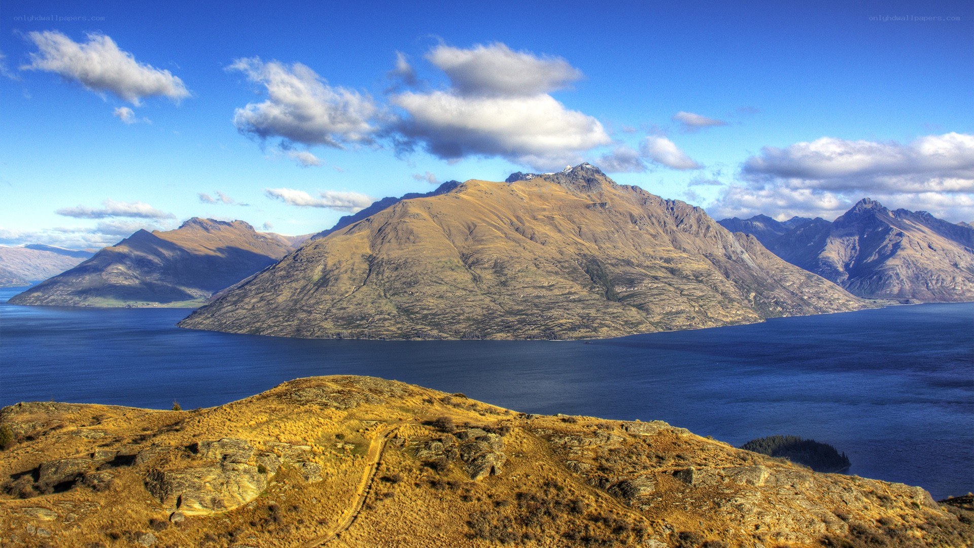 Mountain lake landscape view