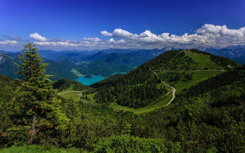 Mountain lake landscape view
