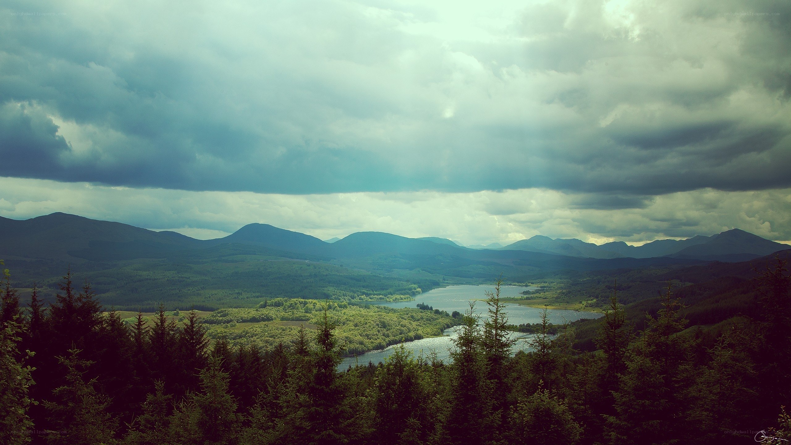 Mountain lake landscape view
